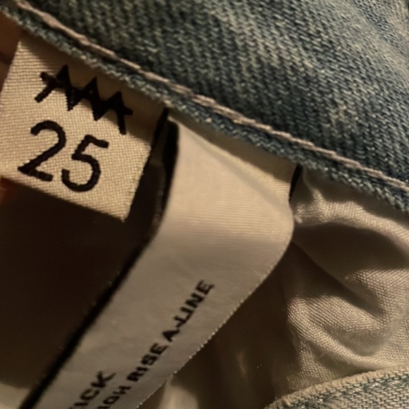 Zee Gee Why Light Blue White Floral Pattern Raw Hem Jean Skirt Kick High - Picture 7 of 10